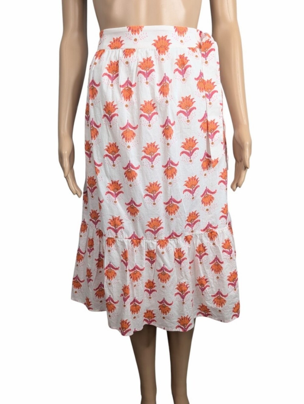 J. Crew Factory White Floral Print Tiered Skirt 8